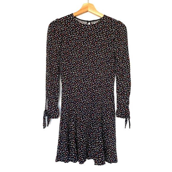 Reformation Long Sleeve Samantha Black Multicolor Mini Dot Dress Size 6 - Picture 2 of 10